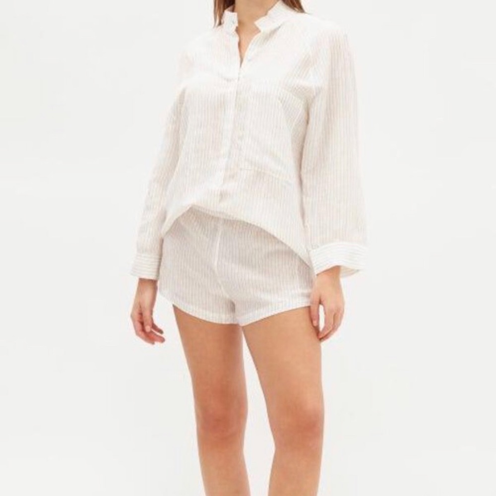 Lunya Resort Striped Linen Blend Pyjamas Set